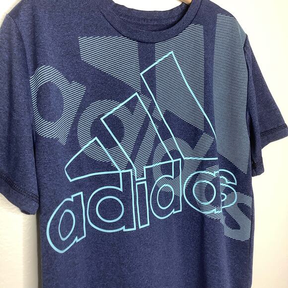 Adidas  Blue Overlapping Logo Graphic Short Sleeve Tee Small - Picture 2 of 4